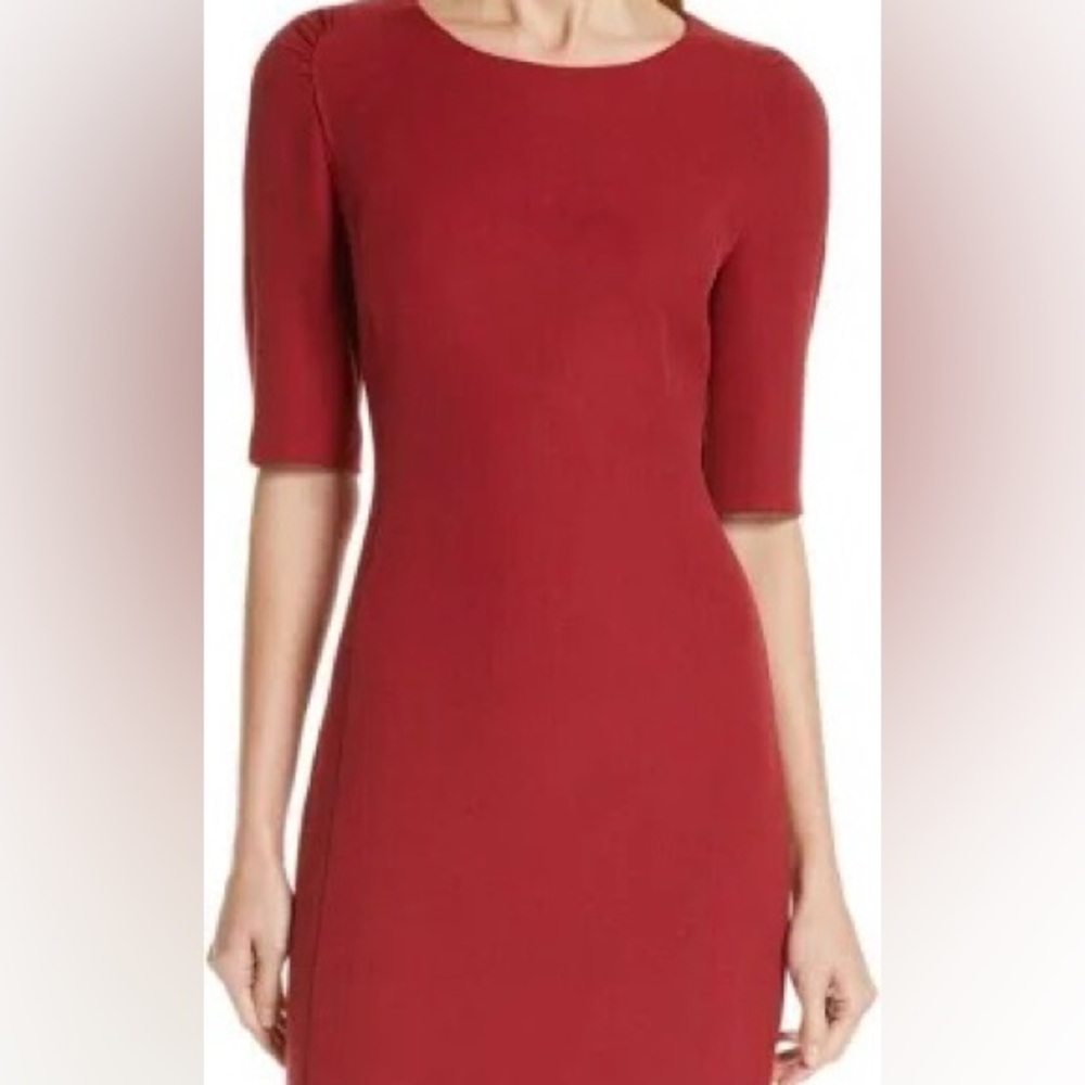NWT HUGO BOSS Daletana Soft Twill Dress Dark Red Color